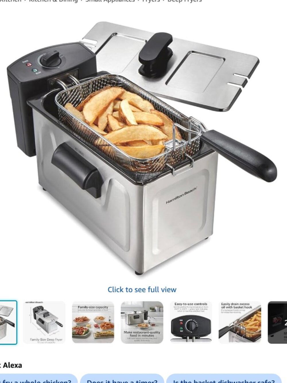 Hamilton Beach Family Style Electric Deep Fryer With Basket 3 Liter NWT